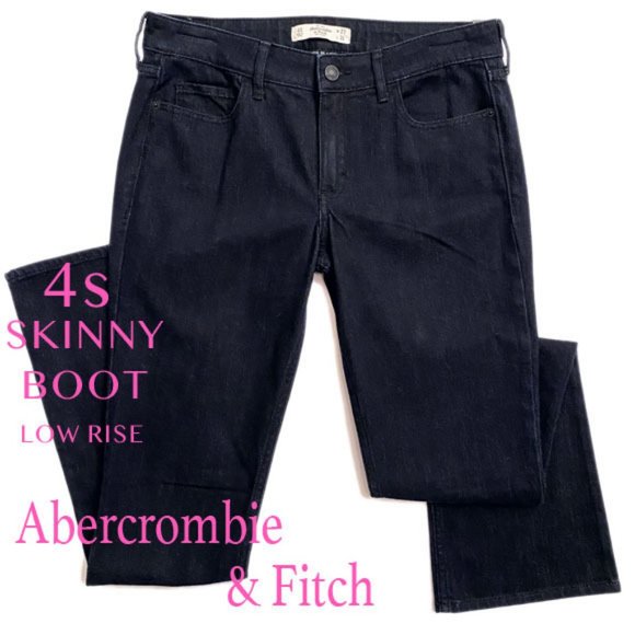 Abercrombie & Fitch Dark Navy Skinny Boot Low Rise Jeans Size 4s - Picture 1 of 8